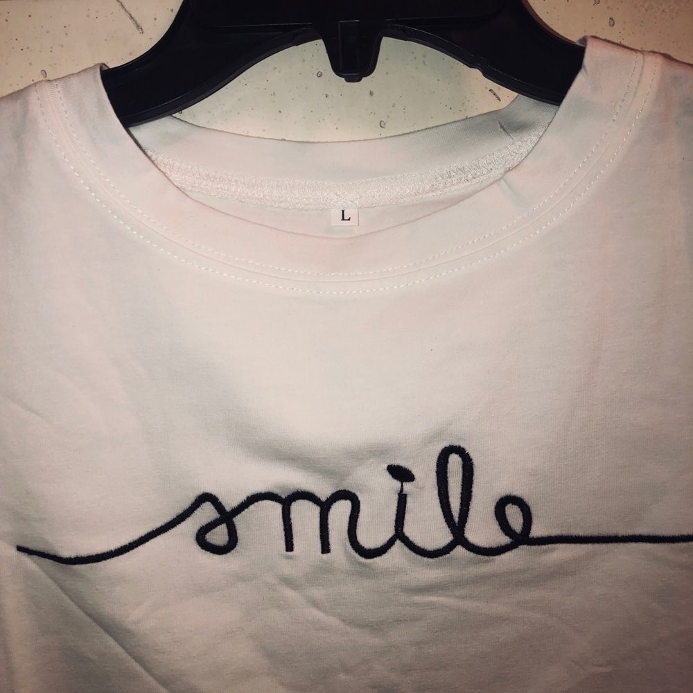 White T-shirt With Cursive Lettering